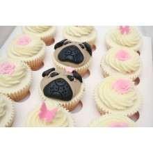 Pug and Roses Cupcakes